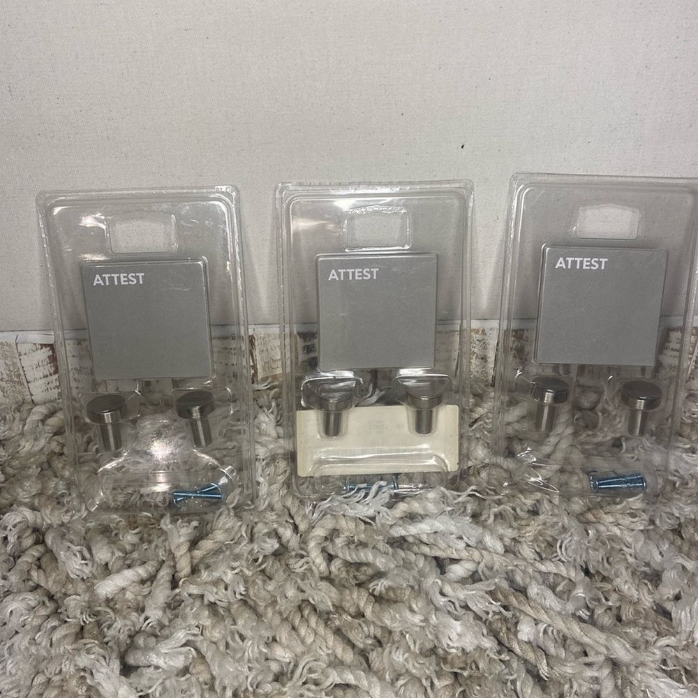 Ikea ATTEST Knob / Drawer Pull Stainless Steel New SEALED lot of 3 packages of 2
